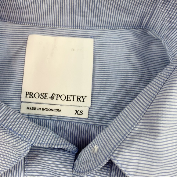 Prose & Poetry short sleeve striped oversized button up shirt in blue - Picture 8 of 10